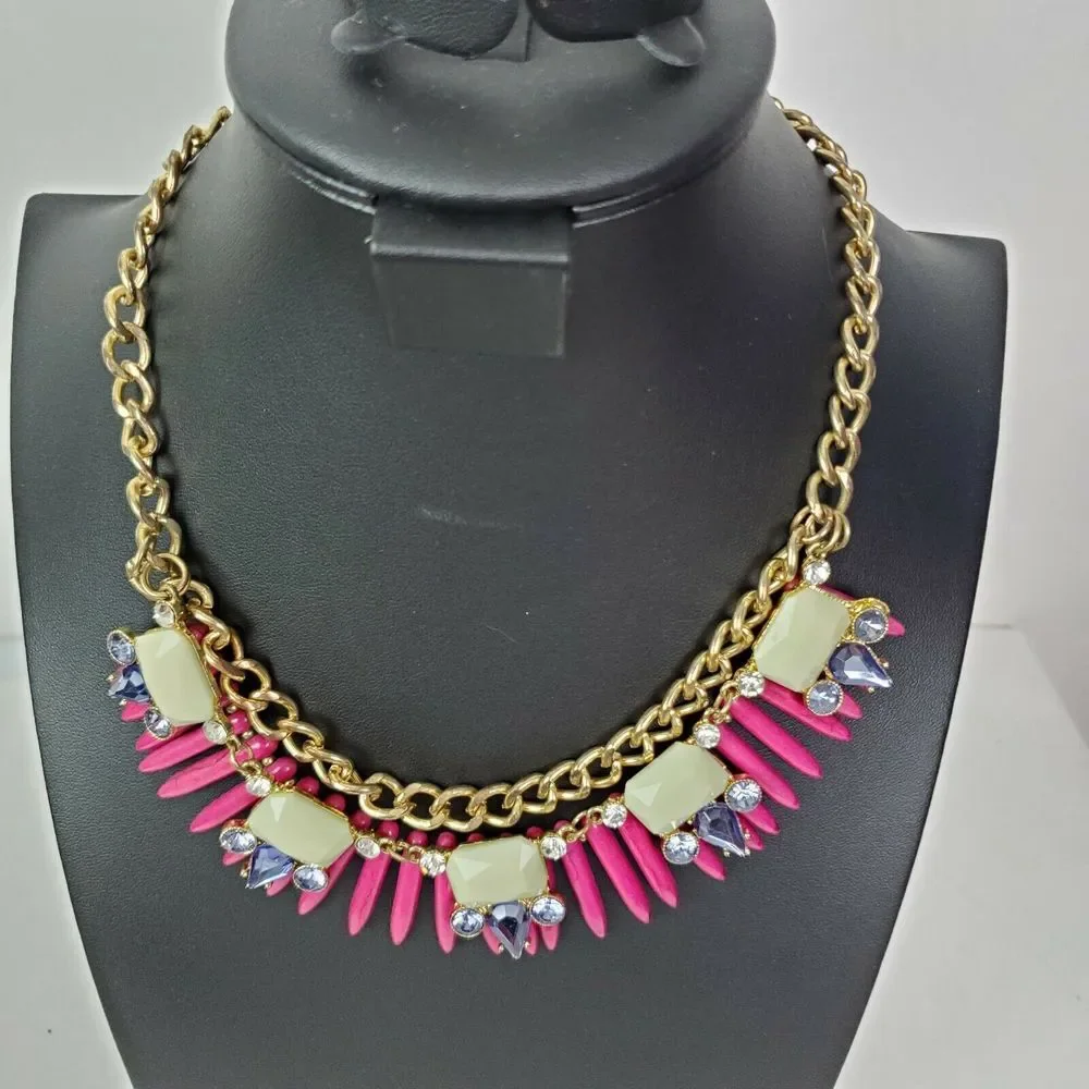 Pink Lavender‎ Gold Chain Necklace Costume Jewelry